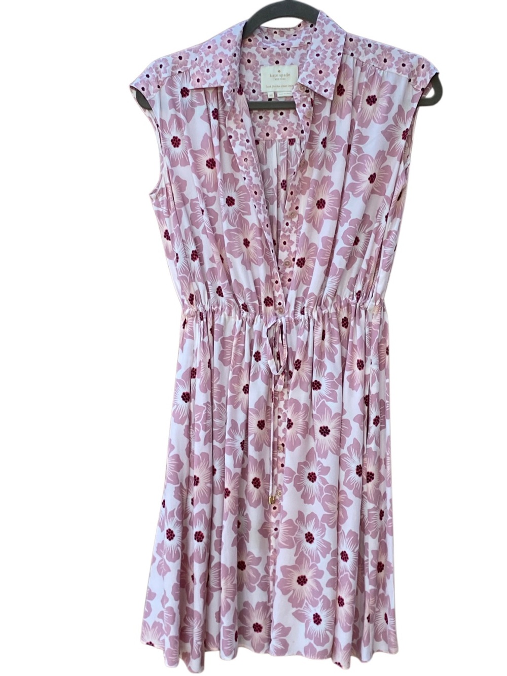 kate spade Pink Floral Drawstring Shirt Dress